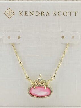 Kendra Scott x Disney Pink Princess Gold Short Pendant Necklace
